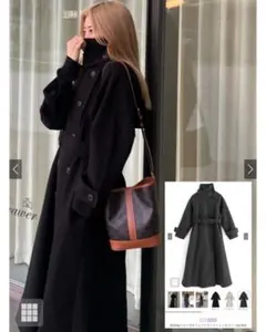 襟3Way ベルト付き フェイクウール トレンチコート