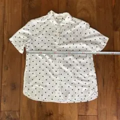 レディース　ホワイト ドット柄 半袖シャツ Mサイズ