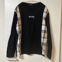 Black Label 長袖カットソー 黒/チェック柄のサムネイル