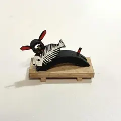 郷土玩具　古作　竹細工　多慶人形　黒猫　お魚をくわえたネコ　民芸　アールデコ