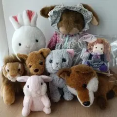 昭和レトロ ぬいぐるみ 大量8点 まとめ売り 当時物 ウサギ 猫 犬 動物人形狐