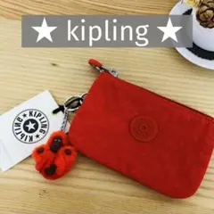 キプリング☆ CRATIVITY S ポーチ　赤　モンキーチャーム付き