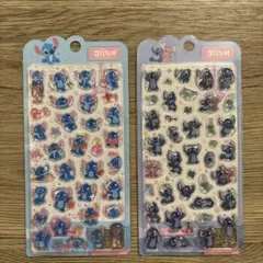 在庫ラスト！早い者勝ち　スティッチ2枚セット　ボンボンドロップシール　立体シール