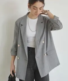 ANGIE 金ボタン リネン ライク ブレザー サマージャケット