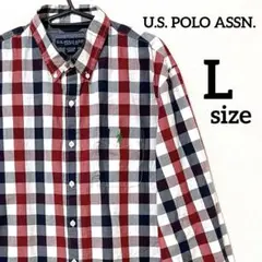 美品 U.S. POLO ASSN.（ユーエスポロアッスン） チェック長袖シャツ