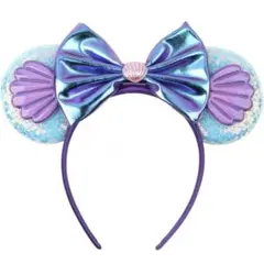 カチューシャ ディズニー アリエル 貝殻 リボン マリン 海 青色