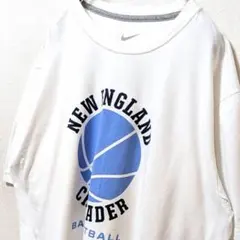 ナイキ ニューイングランドクルセイダーバスケット Tシャツホワイト白XL古着