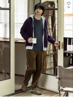 【極美品】ユニクロ　UNIQLO コーデュロイ イージーアンクルパンツ　ブラウン