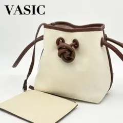 VASIC BOND MINI キャンバス レザー アイボリー 巾着 バッグ