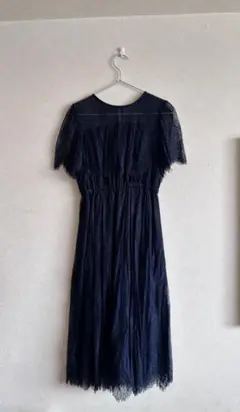 ネイビー レース パーティードレス 半袖　Mサイズ
