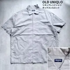 【OLD UNIQLO】90s 紺タグ リネンブレンドシャツ グレー XL