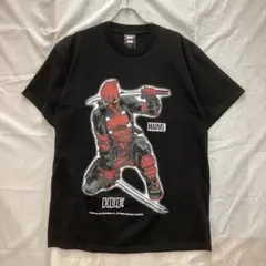 新品未使用 HUF ハフ DEADPOOL 半袖Tシャツ L ブラック 汚れあり