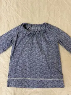 組曲 ブルー系 ７分袖　襟リボン調整可 ブラウス M