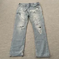 Bayflow Denim ライトブルー　デニム　ダメージ