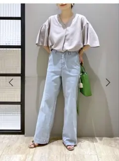 LEPSIM 半袖 Vネックブラウス