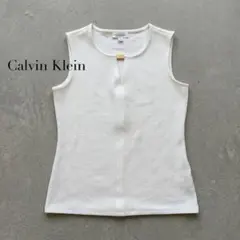 Calvin Klein カルバンクライン ゴールドアクセント タンクトップ 白のサムネイル