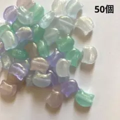 アクリル　ビーズ　ネコ　50個 グリッターラメ