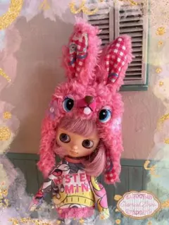 [専用]ミディブライス　サイボーグクマ帽子　モンストドール ぶさかわ 赤いくま帽子【ミディブライス モンストドール】アニマル帽子