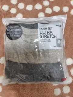 新品 UNIQLO ウルトラストレッチ ルームセット ベージュ×グレー M