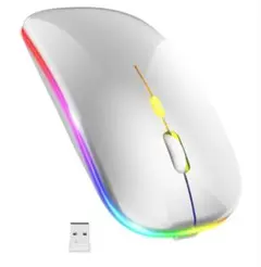 Bluetooth5.2 ワイヤレスマウス 薄型 7色LED シルバー 新品