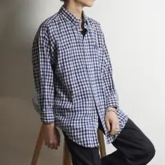 CHAPS Ralph Lauren BDチェックシャツ 青 ブルー /Q191