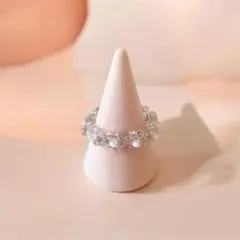 ライトブラウンの小花リング 10-11号