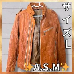 ✨A.S.M✨山羊革　レザージャケット【L】 茶色　ブラウン　ライダース