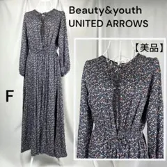 美品　ビューティー＆ユース リバティプリント　バックリボンワンピース F