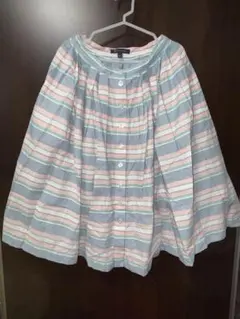 Brooks Brothers フレアスカート サイズ0 水色ストライプ