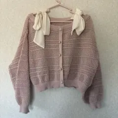 ピンク ニットカーディガン