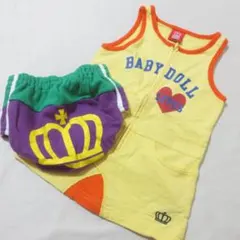 BABY DOLL イエロー ワンピース パンツ付き　90　■　C745