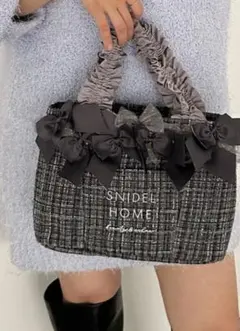 【美品】 ツイードリボンバッグ SNIDEL HOME　グレー