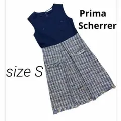 【Prima Scherrer】ポンチ×ツイード切り替え ドッキングワンピースのサムネイル