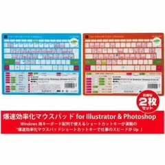 ELECOMショートカットマウスパッドXL Win用２枚(Ai・Ps用各１枚)