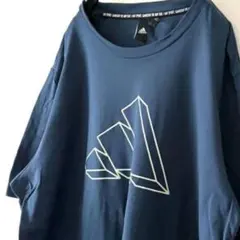 アディダス adidas ロゴ Tシャツ L ネイビー 紺色 古着