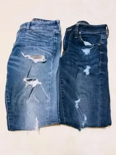 アメリカンイーグル　2本セット　まとめ売り　ダメージデニム　スキニー