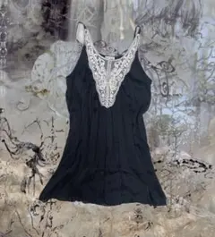 シフォンブラック レースネック フェアリーグランジ キャミワンピース