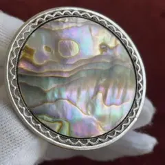 【28】大きめの貝細工ブローチ　ヴィンテージ　レトロ感