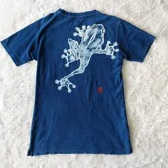 オスティアジャパン衣 和柄 幻獣 ロンT 藍染め風 刺繍 インディゴ 