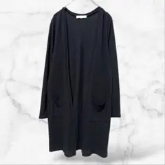 【ピンクアドベ】長袖コーディガン 黒(L)シンプル 羽織り 春秋 レディース