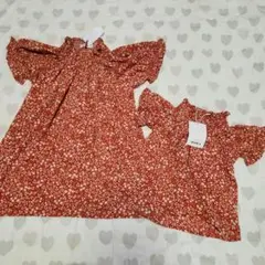新品タグ付きpairmanonペアマノン花柄ブラウストップス親子お揃い2点セット
