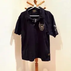 VANSON ポロシャツ　黒　スカルのサムネイル