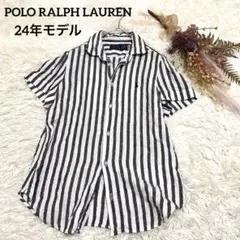 完売品　ラルフローレン　リネン100%　パフスリーブ　シャツ　ポニー刺繍　24年