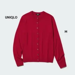 UNIQLO/ユニクロ【メリノクルーネックカーディガン M レッド】定番