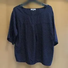 NATURAL BEAUTY BASIC ドット柄半袖ブラウス