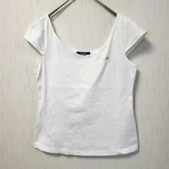 【バーバリーブルーレーベル】ロゴ刺繍 フレンチスリーブ カットソー 白 38のサムネイル