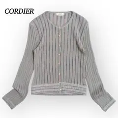 コルディア カーディガン ★【F】 クルーネック 縦ライン キレイめ グレー