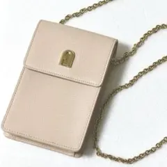 美品 FURLA フルラ スマホショルダーバッグ ベージュ ゴールド金具