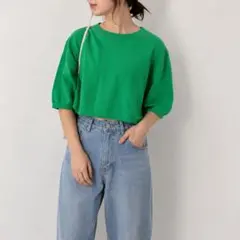 【美品】CITEN チビ クロップドニット グリーン ユナイテッドアローズ　春夏のサムネイル