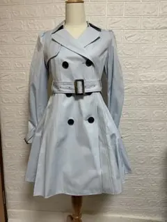 リランドチュール 水色 ダブルブレスト フレア トレンチコート